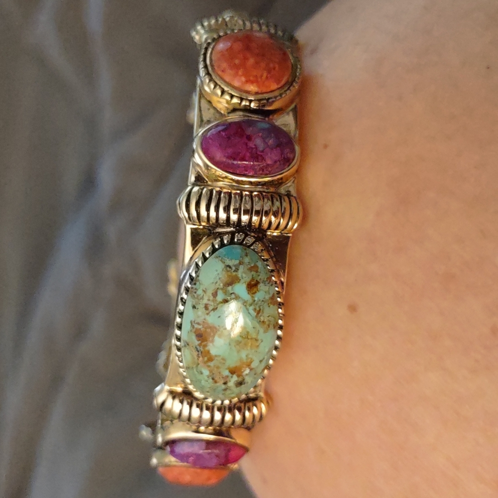 Turquoise & Stones Cuff Bracelet